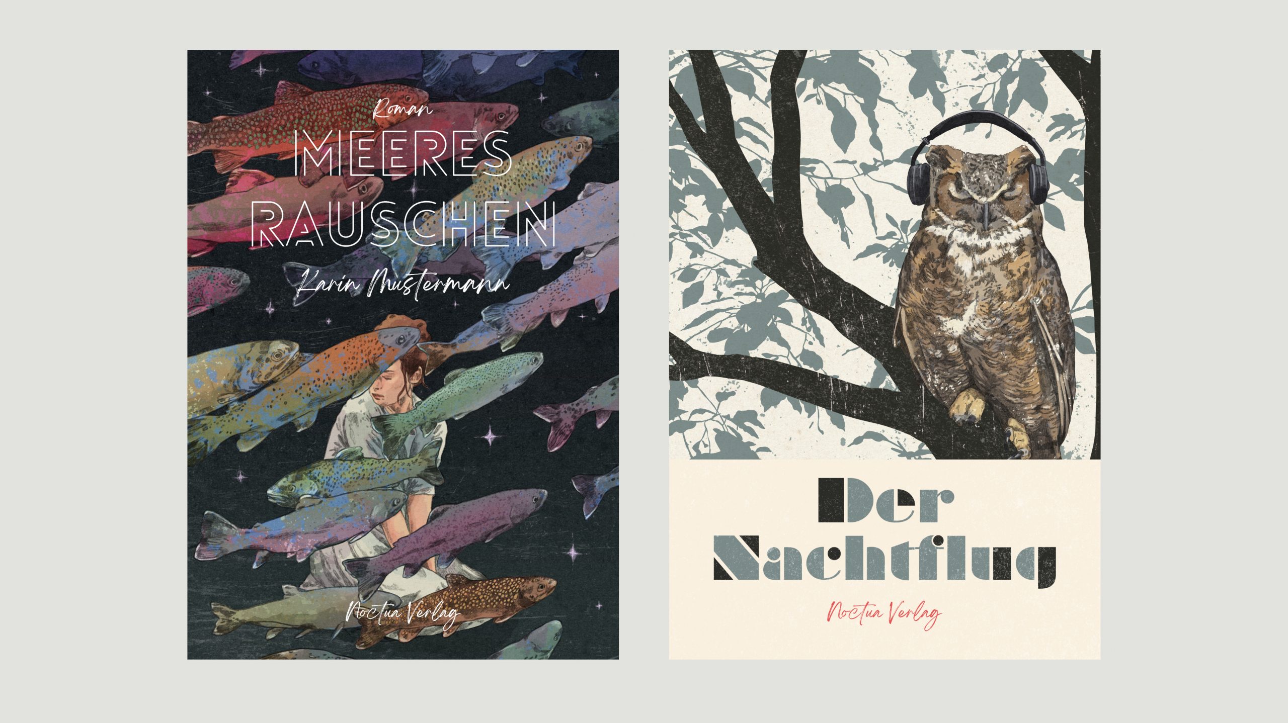 Beispielbilder für den Lektoratsdienst Noctua Lektorat: Coverillustrationen mitsamt Grafikdesign